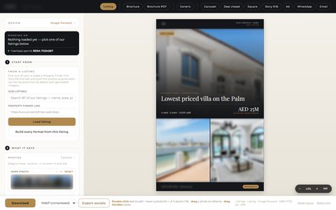 Listing card maker tool